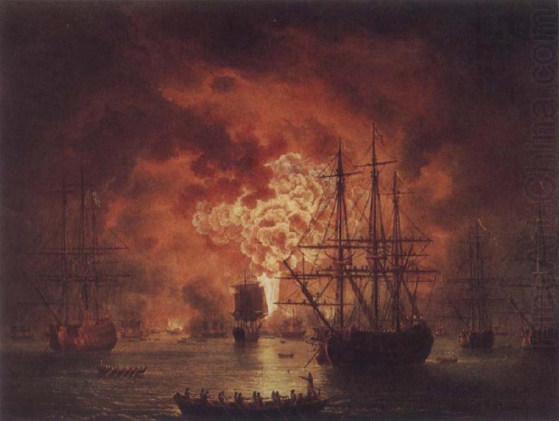 Jakob Philipp Hackert The Destruction of the Turkish Fleet in Chesme Harbour china oil painting image